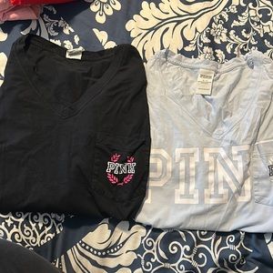 Two Victoria Secret V-neck T-shirts, Both Size Medium, Great condition!